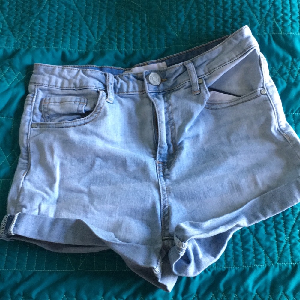 light wash denim shorts
